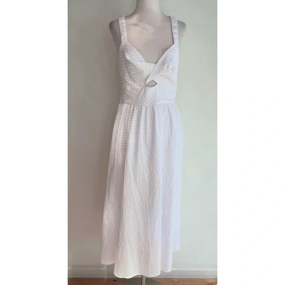 EUC Lulu’s City Strolls White Gingham Backless Twist-Front Midi Dress M​​​ - Picture 2 of 10